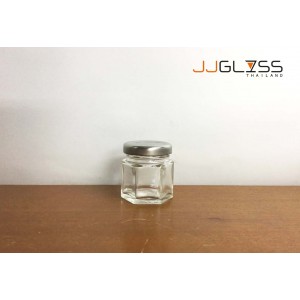 30 ML. Glass Bottle Cover Silver - Transparent Glass Bottles, Cover Silver,30 ml. 